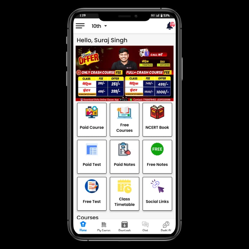 Disha Science Classes App Mockup