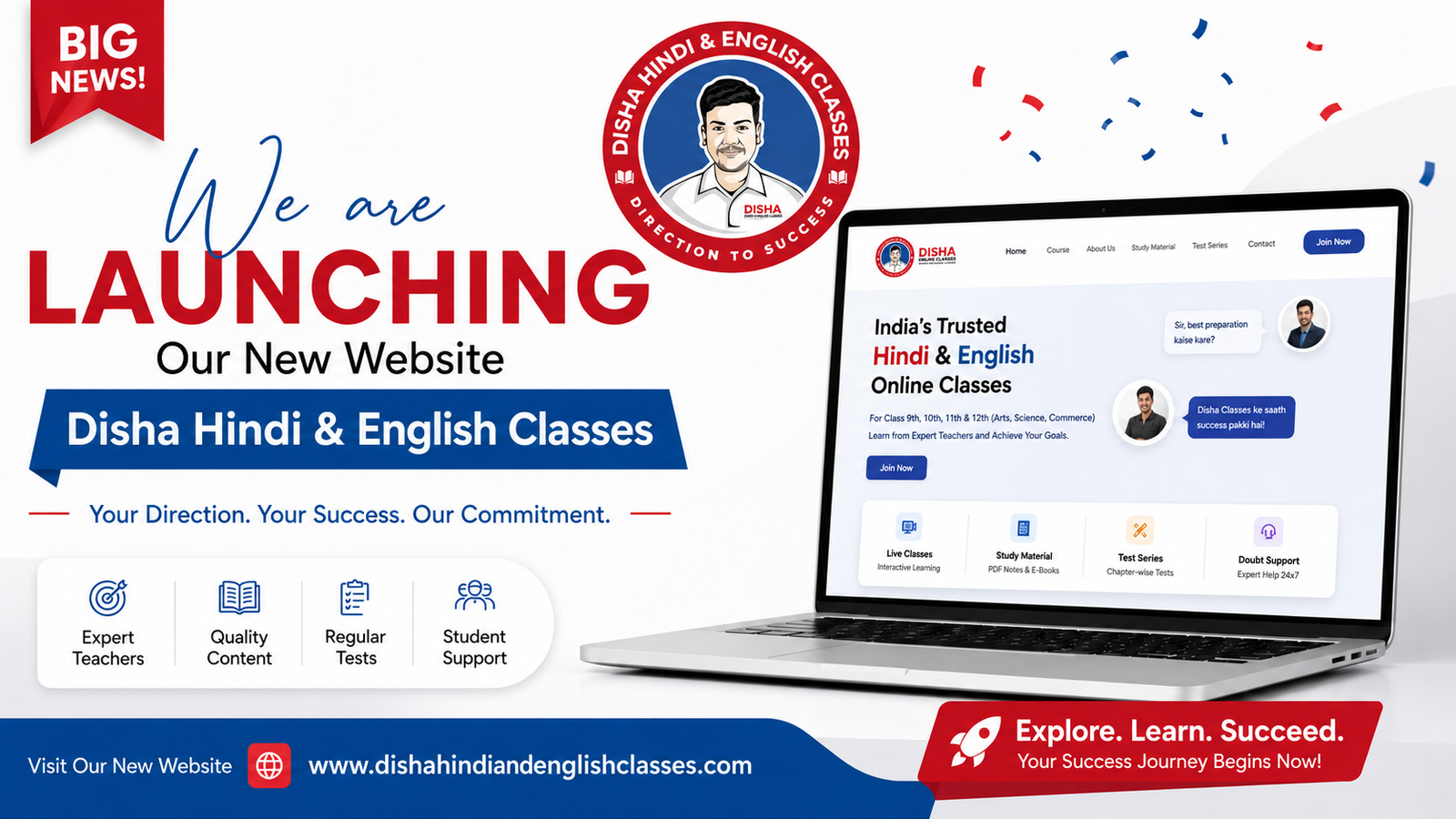 Disha Hindi & English Classes Official Website Launched - Master Your Languages! - Disha Online Classes
