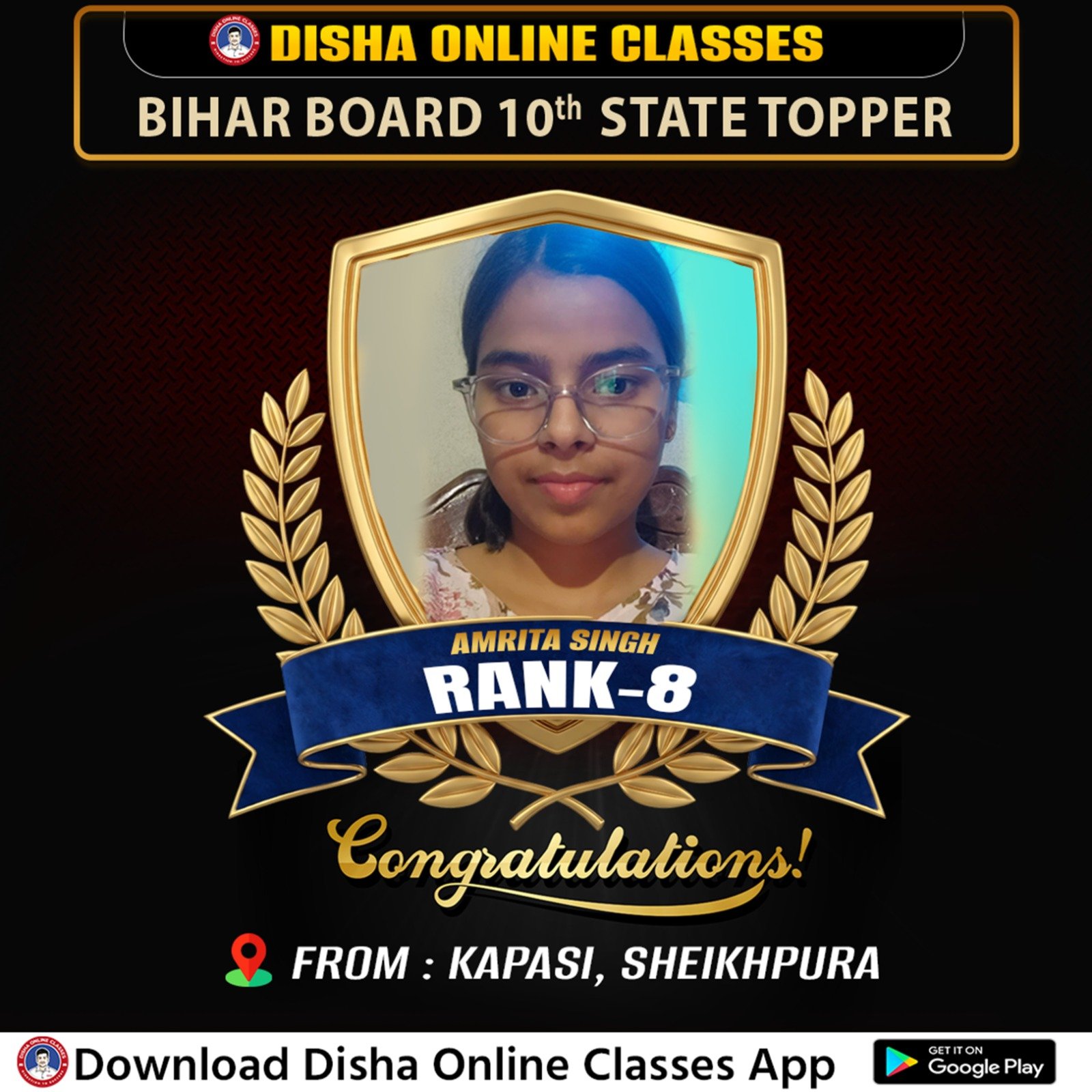 Class 10th Topper - Bihar Board India Best