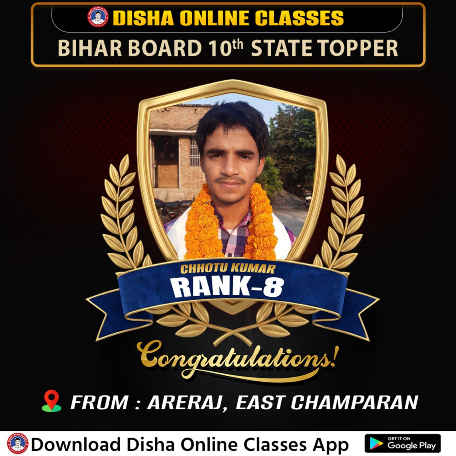 Class 10th Topper - Bihar Board India Best